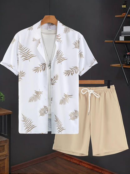 🔥Solange der Vorrat reicht 50 % Rabatt!🎉Herren Lässiges Kunstdenim-Print T-Shirt & Shorts Set