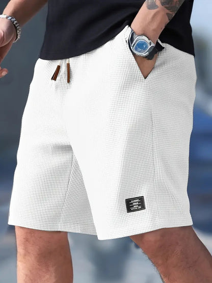 Lässige Herren-Shorts aus Waffelstrick mit Kordelzug