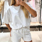 👗🩳 Damen Lounge-Set – Lockeres Oberteil & Shorts, verstellbarer Kordelzug, tiefe Taschen – 50% RABATT! 🔥🌸