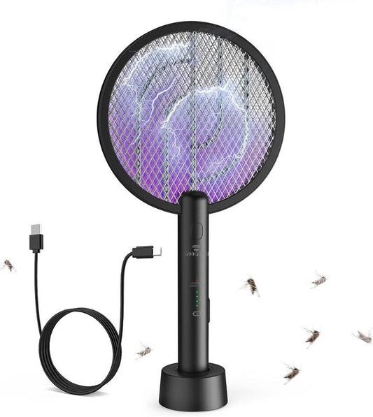✨3-in-1 Elektrische Mückenklatsche & UV-Lampe | EV-Hochspannungsnetz | USB-C wiederaufladbar mit Ladestation & Nachtlicht für Innen & Außen