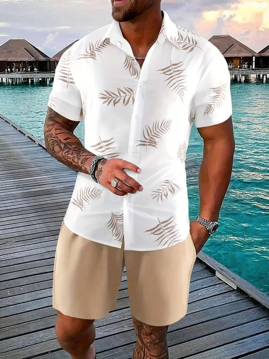 🔥Solange der Vorrat reicht 50 % Rabatt!🎉Herren Lässiges Kunstdenim-Print T-Shirt & Shorts Set