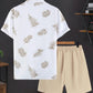 🔥Solange der Vorrat reicht 50 % Rabatt!🎉Herren Lässiges Kunstdenim-Print T-Shirt & Shorts Set