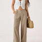 🔥🔥 2026 NEU 🥳☀️ Lässige Damen Loungehose aus Baumwoll-Leinen-Mix 👖 Fließend, gerades Bein & hoher Bund – perfekt für Sommer & Alltag 🌸