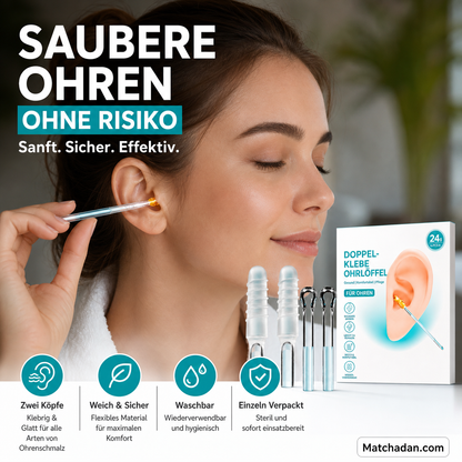 👂✨ 【 NUR FÜR KURZE ZEIT - 50% RABATT! 】Selbstklebendes Werkzeugset zum Entfernen von Ohrenschmalz – Sanft, hygienisch & ohne Wattestäbchen – Perfekt für die tägliche Ohrpflege zu Hause 💎