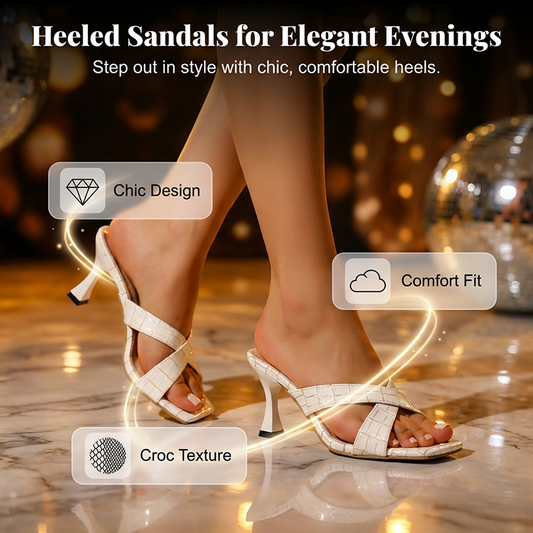 Women's Open Toe Slip-On Heeled Sandals