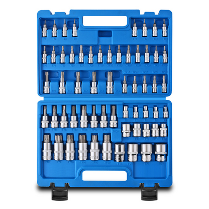 🌞Fris De Lente In Met 50% Korting!🔥60/64-Delige Torx & E-Torx Doppenset | Professioneel CR-V Staal | Dé Complete Bitset voor Auto's & Motoren
