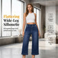 🥳ZOMER-UITVERKOOP🥳💞MEER DAN 50.000 VERKOCHT!💥54% KORTING! 🔥Damesjeans met wijde pijpen en korte lengte, zonder rits