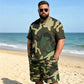 🎯 TIJDELIJKE AANBIEDING: 50% KORTING! ✨ Heren camo-print T-shirt & shorts set – Gecoördineerd, ontspannen, ademend 🌿