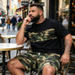 🎯 TIJDELIJKE AANBIEDING: 50% KORTING! ✨ Heren camo-print T-shirt & shorts set – Gecoördineerd, ontspannen, ademend 🌿
