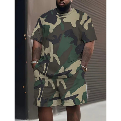 🎯 TIJDELIJKE AANBIEDING: 50% KORTING! ✨ Heren camo-print T-shirt & shorts set – Gecoördineerd, ontspannen, ademend 🌿