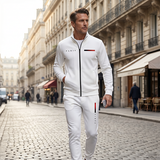 🧥 TIJDELIJKE AANBIEDING: 50% KORTING! ✨ Heren bedrukte zip-jack en broek set – Compleet, zacht, casual 🎨