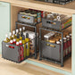 💪🥫 BLITZANGEBOT 50% RABATT! Ausziehbares Doppelregal Schrankorganizer – 5 Höhenstufen, 2 Ebenen, Kohlenstoffstahl, Große Kapazität, Keine Montage ✨