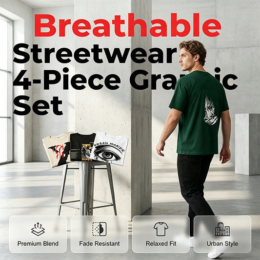Men's Streetwear Graphic T-Shirts 4-Piece Set