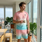🔥Herren Farbverlauf Kurzarm-Shirt und Shorts Set