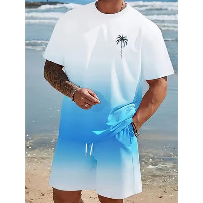 🔥Herren Farbverlauf Kurzarm-Shirt und Shorts Set