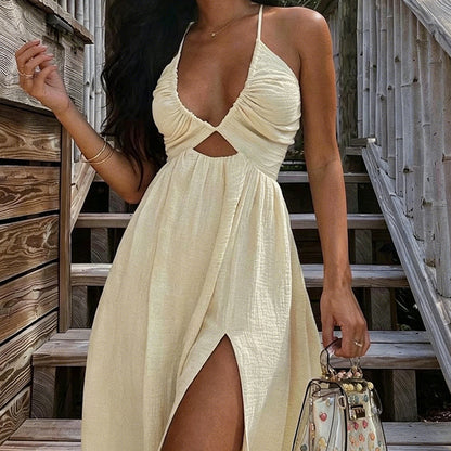 【⏰Neuheit 2026 – 50 % Rabatt für begrenzte Zeit!】👗Damen Sommer Sexy V-Ausschnitt Maxi-Kleid