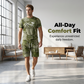 🔥Solange der Vorrat reicht 50 % Rabatt!🎉Herren Lässiges Kunstdenim-Print T-Shirt & Shorts Set
