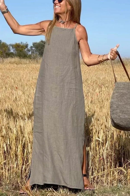 【✨Begrenztes Angebot – 50 % Rabatt!】Ärmellose Leinenkleider für Damen