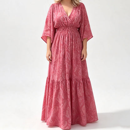 🛍️ 50 % Rabatt – Elegantes V-Ausschnitt-Kleid mit floralem Print – weich fallender Stoff, schmeichelhafte Passform & vielseitig kombinierbar 🌸
