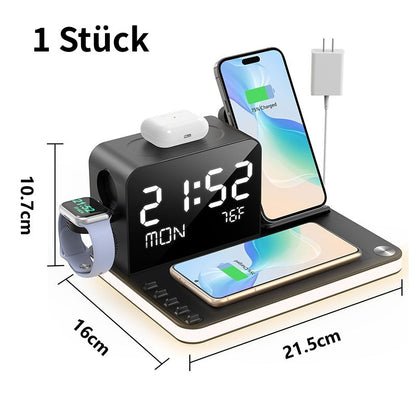 🎊Kabellose Ladestation mit Digitaluhr – 50 % Rabatt – 7-in-1 | ✨LED-Uhr · Nachtlicht · USB-A & USB-C · Für Smartphone, Smartwatch & Kopfhörer
