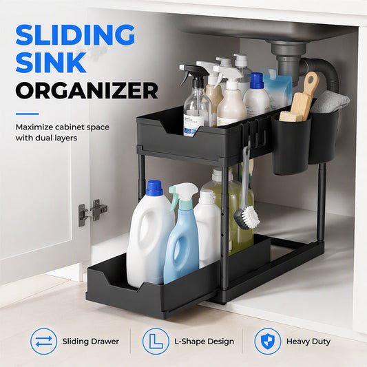 🎊LIMITIERTES ANGEBOT – 50% RABATT！🔥2-stöckiger Unterschrank-Organizer mit Haken