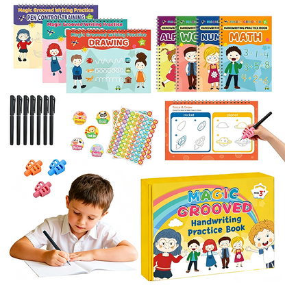 📖50% RABATT✍️Magisches Rillen-Schreibübungsbuch-Set, ideal für das Schreibtraining von Kindern🖍️